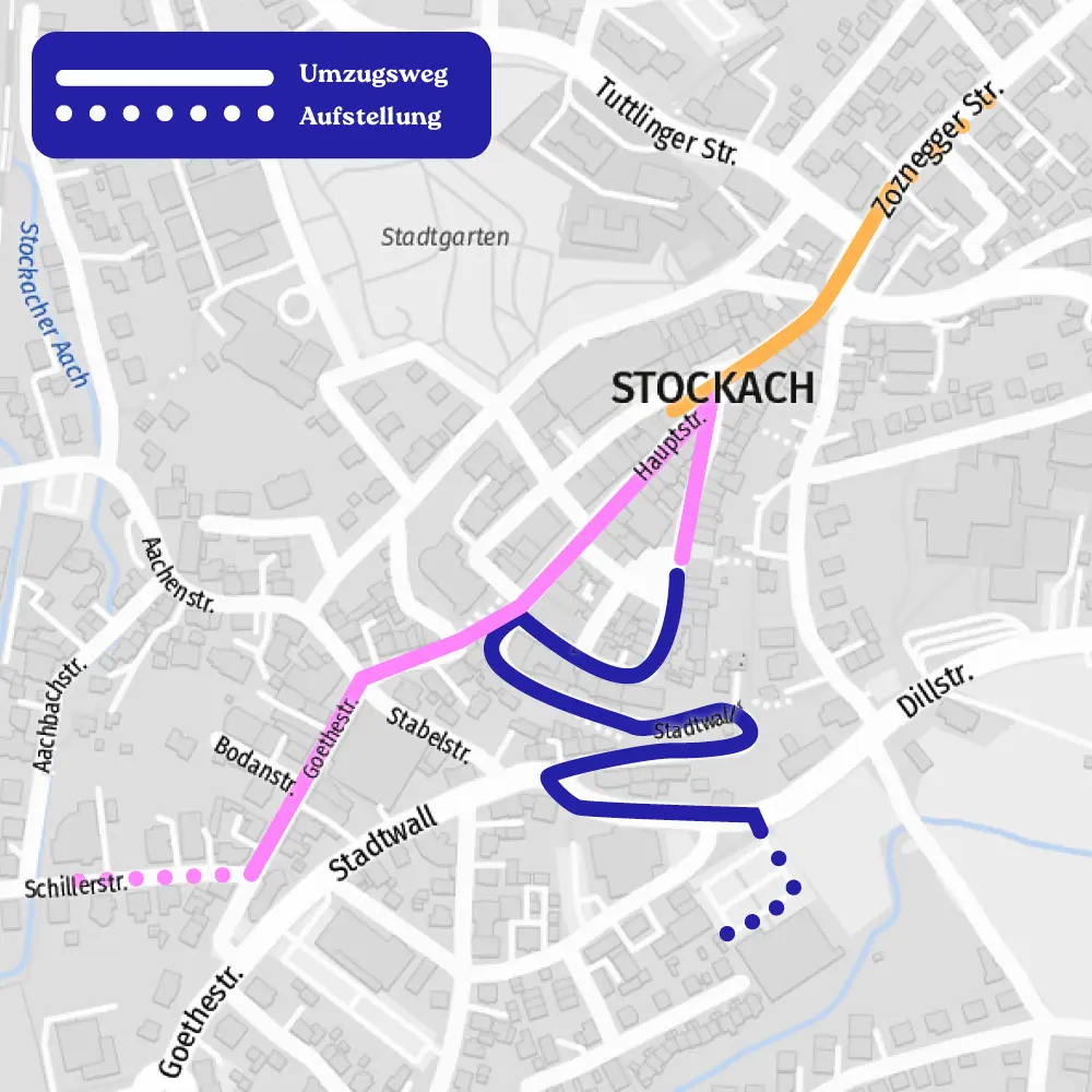 Umzugskarte Narrentreffen, Sternenumzug, Samstag